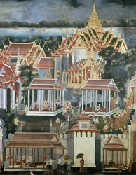 Opfergaben an Mönche im Tempel des Smaragd-Buddhas, 1864