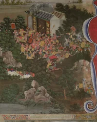 Szene mit chinesischem Einfluss, Sala Geng, Wat Bowonniwet Vihara, Bangkok