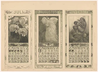 Kalender für Juli, August und November 1910