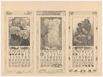 Kalender für Juli, August und November 1910