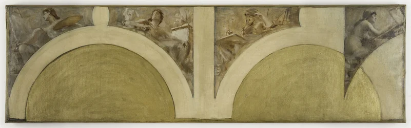 Skizze für den Salon des Arts im Pariser Rathaus: Malerei, Skulptur, Architektur, Kupferstich, ca. 1891