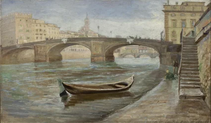 Ein bewölkter Tag in Florenz nahe Ponte Santa Trinità