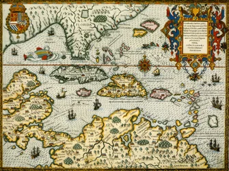 DeBry Karte der Karibik & Florida 1594