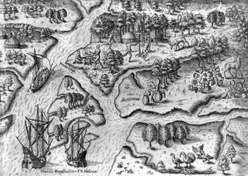 Die französische Expedition landet in Port Royal, Florida