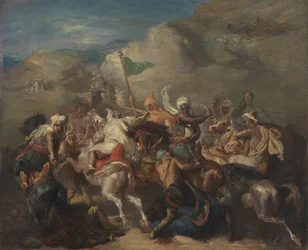 Schlacht arabischer Reiter um ein Banner