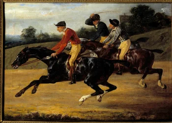 Pferderennen: Pferde galoppieren nach links