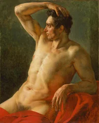 Männlicher Torso im Profil, rechter Arm erhoben, 1812