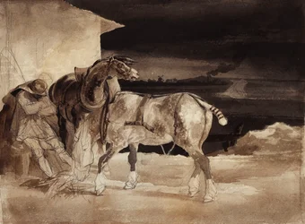 Zwei Pferde und ein schlafender Stallknecht, ca. 1822-1823