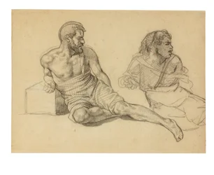 Zwei Studien für die Figur, die am Fuß des Mastes sitzt