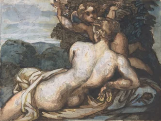 Venus und Amor in einer Landschaft, nach Annibale Carracci, 1816-17