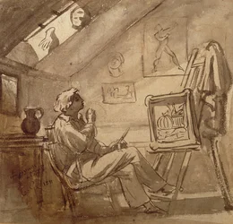 Junger Maler in seinem Atelier