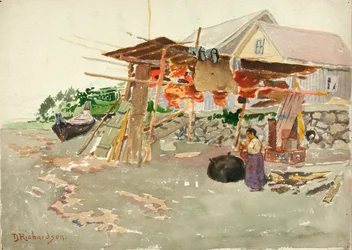 Lachstrocknung, Indianerdorf, Alaska