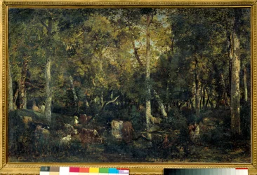 Interieur de bois genannt der Alte Schlafsaal von Bas-Breau (Wald von Fontainebleau)