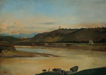 Landschaft mit Fluss, um 1834-35