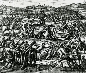 Truppen von Francisco Pizarro erobern den Inka-Kaiser Atahualpa während der Schlacht von Cajamarca, 16. November