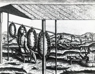 Javanische Musikinstrumente, von Theodor de Bry (1528-1598), Stich