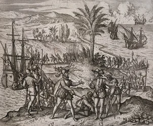 Die Verhaftung von Christoph und Bartholomäus Kolumbus auf Befehl von Francisco de Bobadilla