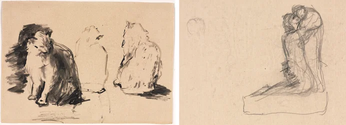 Katzen (recto); Skizze von zwei sich umarmenden Figuren (verso)