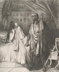 Hast du heute Nacht gebetet, Desdemona: Platte 12 aus Othello Akt 5, ..., geätzt 1844, nachgedruckt 1900