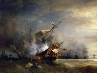 Die Seeschlacht bei Lizard Point, Cornwall am 21. Oktober 1707