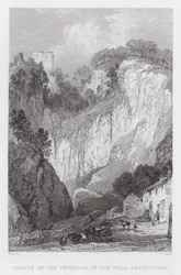 Burg der Peverils, im Peak, Derbyshire (Stich)