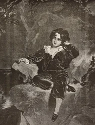 Porträt von Master Lambton als Junge, Charles William Lambton, der Rote Junge, Gravur nach einem Gemälde von Thomas Lawrence