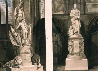 Denkmäler für Kapitän Montague im West-Eingang und für Addison in der Poet