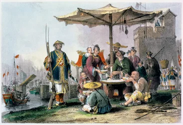 Reisverkäufer an der Militärstation von Tong-Chang-Too, China