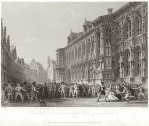 Rathaus mit Aufstand des Volkes gegen Karl V.