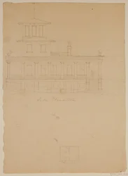Seitenansicht der vorgeschlagenen Villa in Catskill
