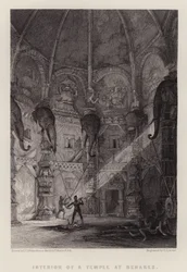 Innenraum eines Tempels in Benares
