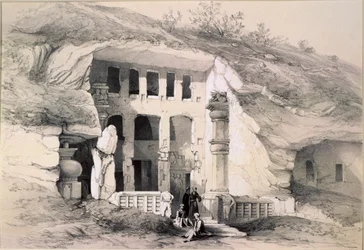 Kannari, Außenansicht der Großen Chaitya-Höhle, 1845