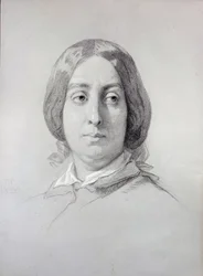 Porträt der Schriftstellerin George Sand (1804-1876) Aurore Dupin, Baronin Dudevant. Zeichnung von Thomas Couture (1815-1879) 1844 Paris, Musée de la Vie Romantique