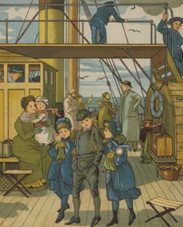 Überquerung des Kanals (Farblithographie)