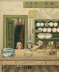 Heimleben: Kinder in der Küche im Erdgeschoss