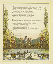 Verszeilen, illustriert durch ein Bild von Menschen auf einer Brücke