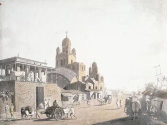 Straßenszene, aus "Views in Calcutta" von Thomas Daniell, 1786-1788