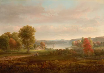 Blick auf den Hudson im Herbst