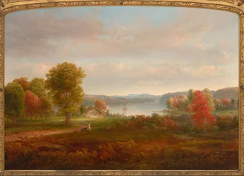 Blick auf den Hudson im Herbst