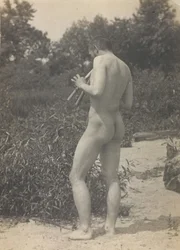 Thomas Eakins, Akt, der Flöte spielt, ca. 1883