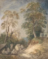 Landstraße mit rastenden Zigeunern