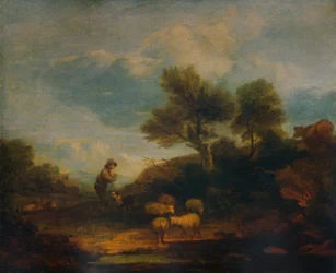 Landschaft mit Schafen, 18. Jahrhundert, 1935