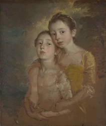 Die Töchter des Malers mit einer Katze, ca. 1760-1