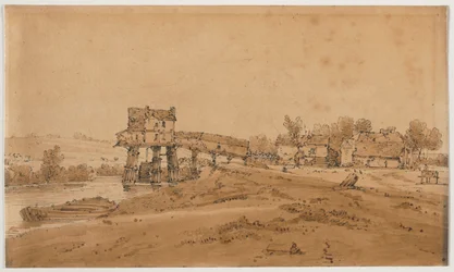 Eine Auswahl von zwanzig der malerischsten Ansichten in Paris: Die Wassermühle oberhalb der Brücke von Charenton