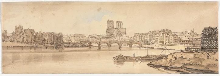 Eine Auswahl von zwanzig der malerischsten Ansichten in Paris: Blick auf Pont de la Tournelle und Notre Dame vom Arsenal aus