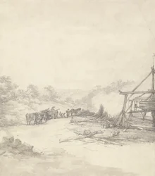 Entladen von Grubenstützen in Coalbrookdale