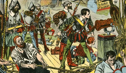 Die kleine "Revenge" kämpft gegen fünfzig spanische Galeonen