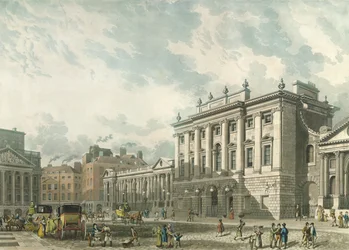 Ansicht der Bank of England, graviert von Daniel Havell (1785-1826), veröffentlicht 1816 von Ackermann