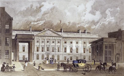 Zeitgenössische Gravur der neuen Royal Mint, ca. 1830