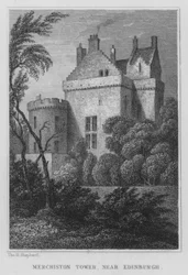 Merchiston Tower, bei Edinburgh (Gravur)